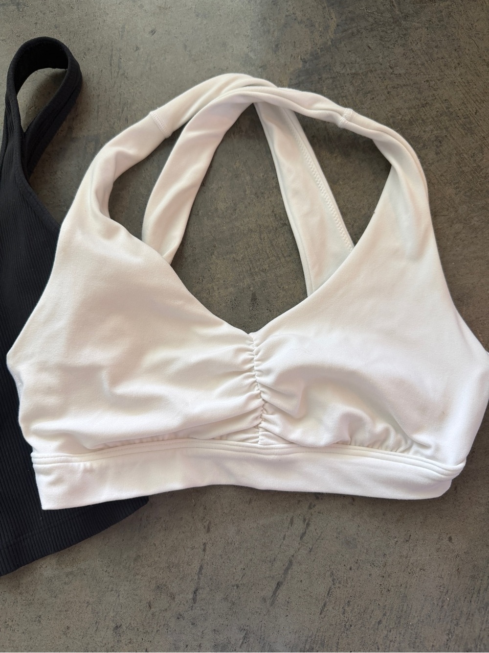 aerie White Ruched Sports Bralette size Small & aerie Black Ribbed size Medium - Picture 2 of 6
